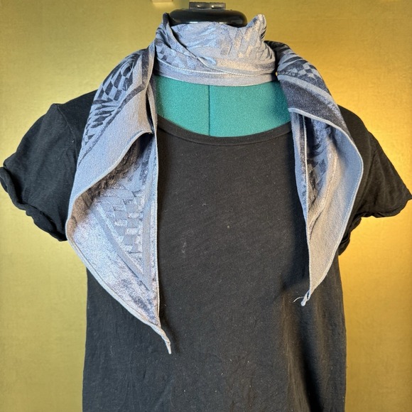 Marc Jacob's 100% Silk Scarf Purple Two Tone Geometric Pointed Ends - Picture 2 of 16